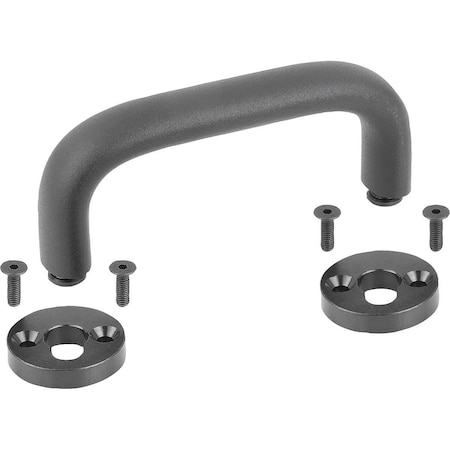 Pull Handle Oval, Removable A=160, L=200, D=M05X16, H=63, Aluminum Black Comp:Steel, Black Oxidized